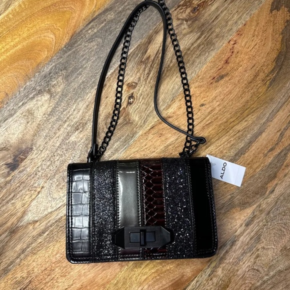 ALDO Animal Print Small Women Crossbody Animal Print Bag Black NWT - Picture 1 of 5